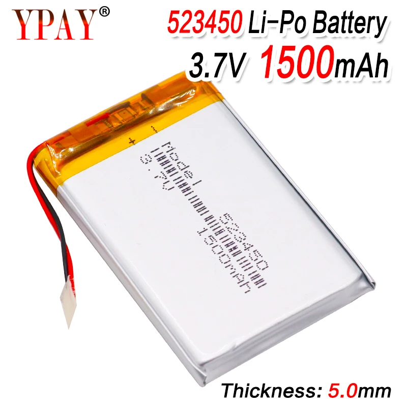 1/2/4pcs 3.7V 1500mAh 523450 Polymer Lithium Rechargeable Battery Li-ion for Smart Phone DVD MP3 MP4 Led Lamp | Электроника