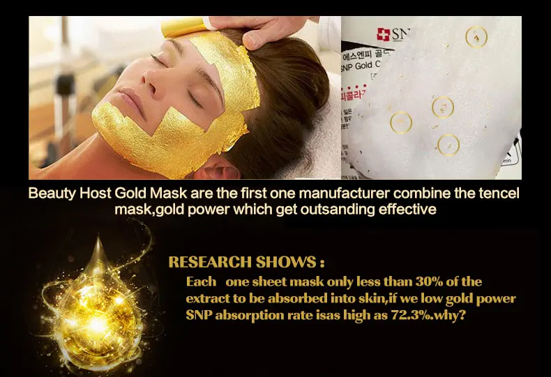 Korea Popular 24K Gold Brightening and Whitening Face Mask Skin Care Anti-aging Radiance Silk Face Mask