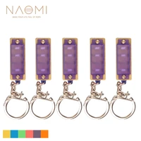 naomi 5 pieces 4 hole 8 tone mini harmonica keychain key rings toy gift purple for music musical instrument