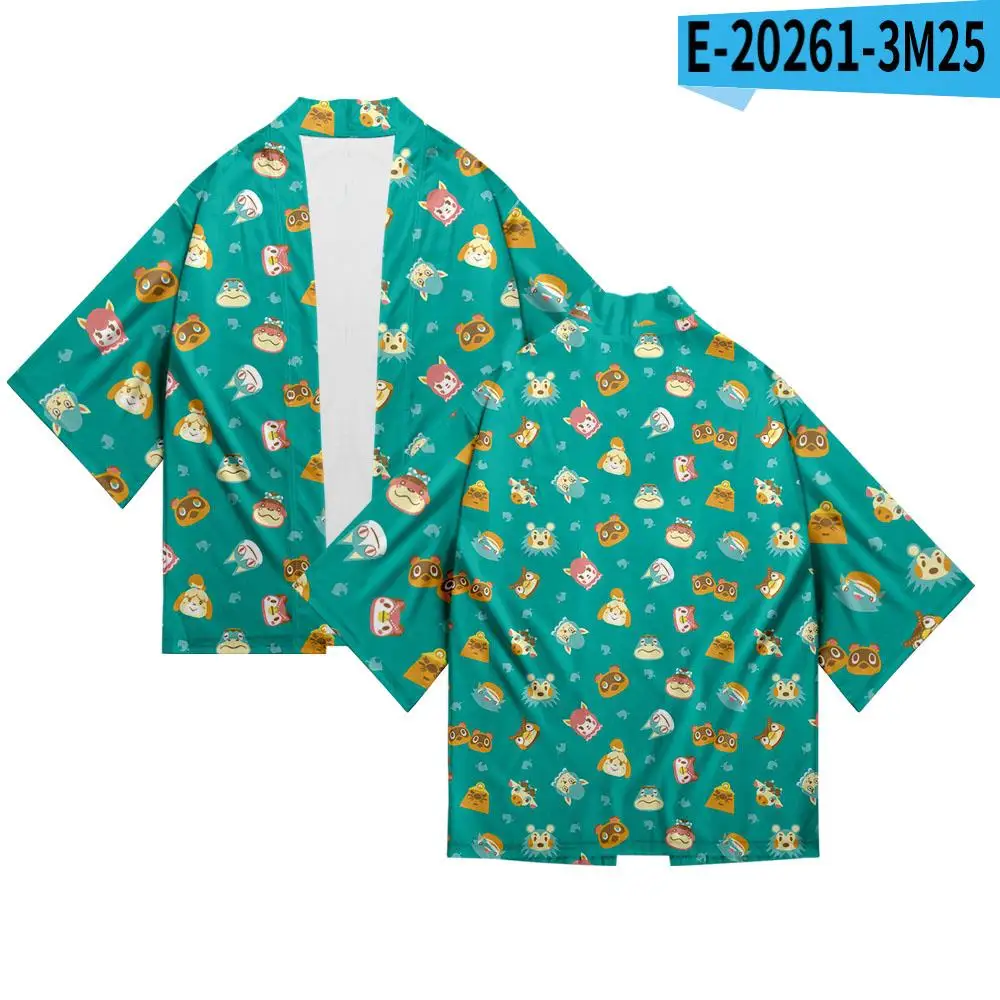 

Кимоно для мужчин и женщин, хаори юката с 3D-принтом животных, пересечение животных, Модный летний Повседневный крутой кардиган с коротким рукавом для мальчиков и девочек