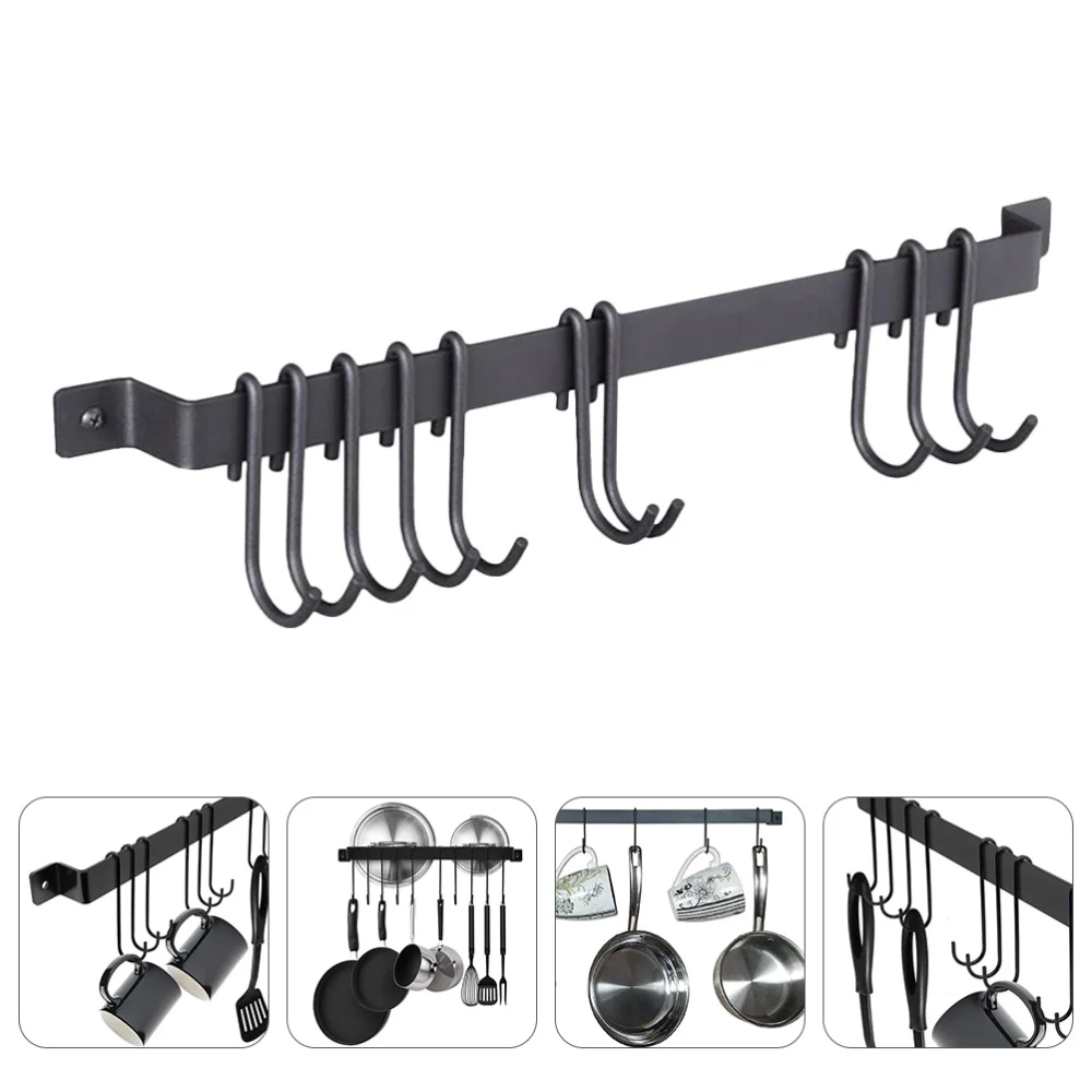 

1pc Wall-Mounted Cookware Stand Kitchen Rack Multifunction Iron Tableware Rack