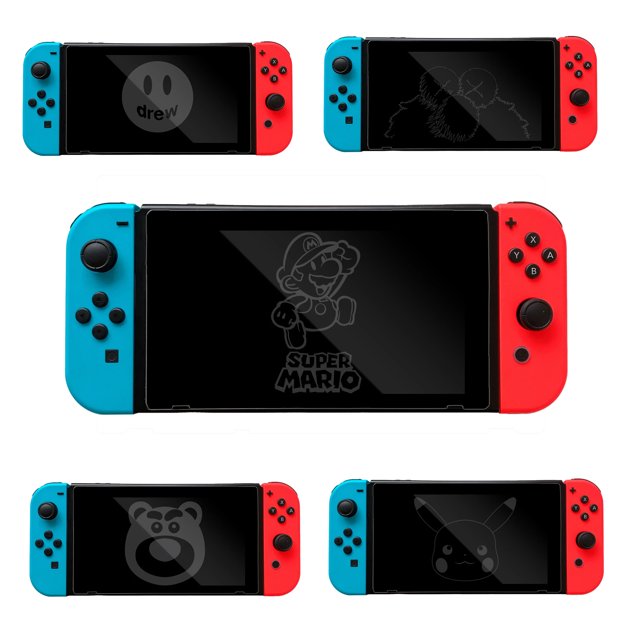 

New Cartoon Protective Glass for Nintendo Switch Tempered Glass Screen Protector Dark Screen Display, Bright Screen Disappear