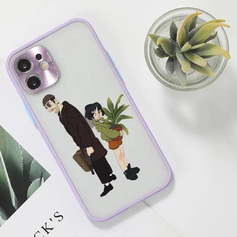 

Leon Phone Case For iPhone 12 11 Mini Pro XR XS Max 7 8 Plus X Matte transparent Purple Back Cover