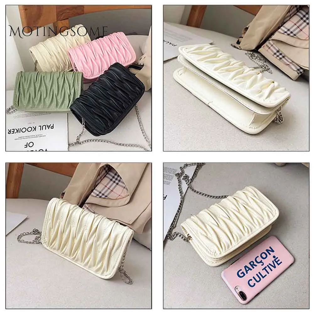 Маленькая маленькая сумка с клапаном узором в виде морщин на цепочке плечо