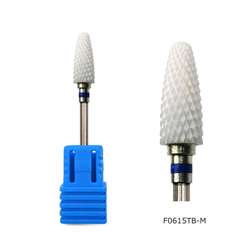 F0615TB-M HYTOOS 1 шт. сверла для ногтей 3/3" вращающиеся керамические заусенцы маникюрные наконечники электрические аксессуары для сверления ногтей керамические резаки инструменты для напильников - Цвет: F0615TB-M