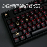 4 pcsset keysets backlight ow key caps abs etched keycap shine through for overwatch gamer mechanical keyboard ansi black