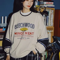 preppy style brand vintage letter print crewneck sweatshirt for teens girls women long sleeve tops new korean harajuku clothes