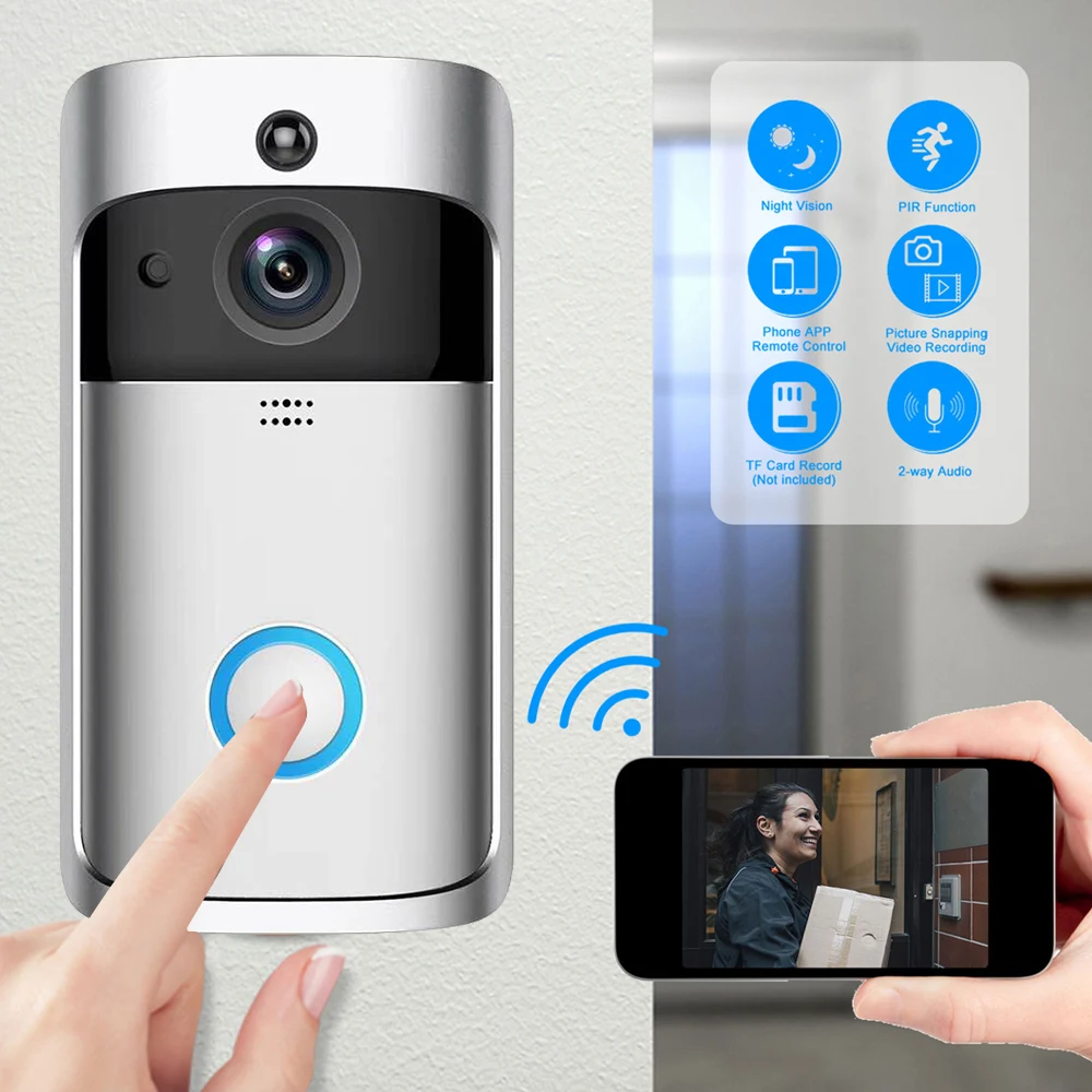 Умный дверной звонок IP видео 2 сторонний домофон WIFI камера ИК сигнализация