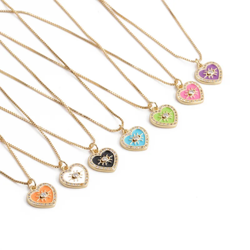 

Queen's Love Necklace Women's Trend European and American Multicolor Peach Heart Pendant vintage fashion necklaces for women