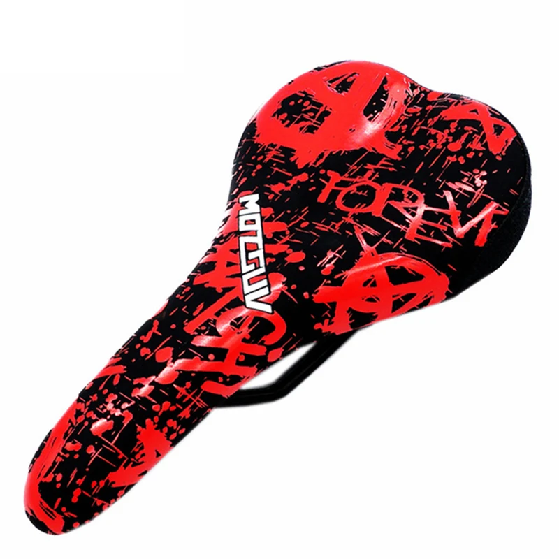 

Trendy red printed bicycle seat Ultralight Mountain Bike Saddle High flexibility comfortable bicycle saddle riding equipment