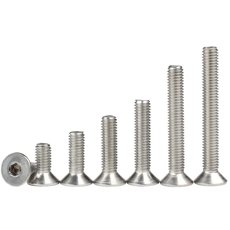 

5/55pcs M2 M2.5 M3 M4 M5 M6 M8 M10 304 Stainless Steel Hexagon Hex Socket Countersunk Screw Flat Head Screw Allen Bolts DIN7991