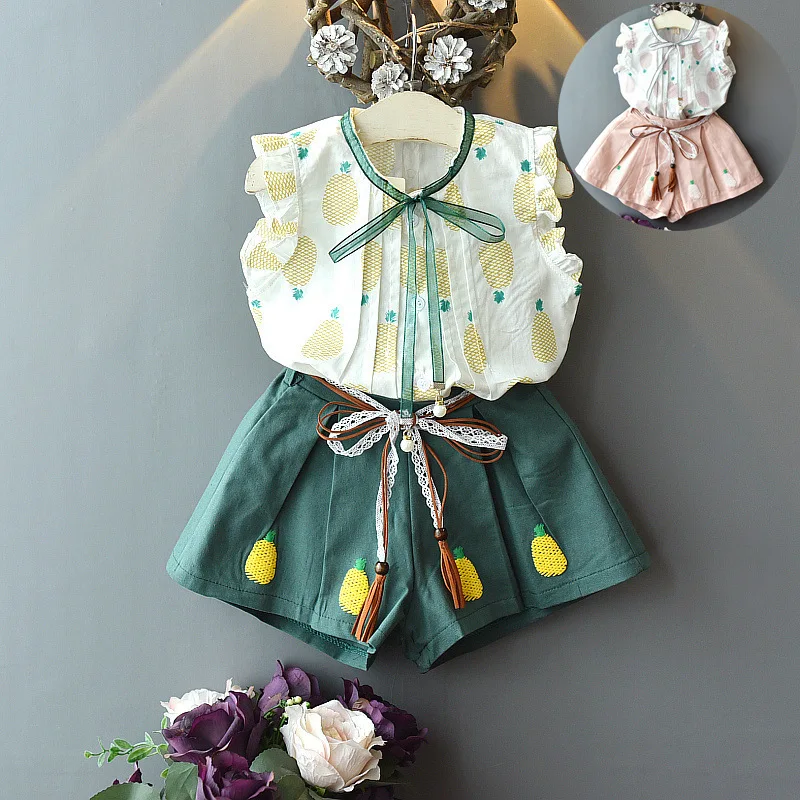 

New Summer Baby Girl Clothes Cute Children's Floral Children's Clothing Girls Tops + Shorts 2 Sets Kids Clothes Set for Girls