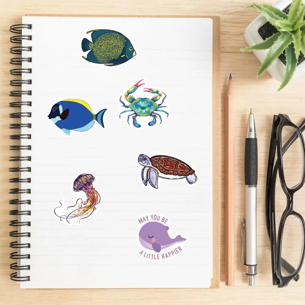 

100Pcs Marine Life Stickers Kawaii Bicycle Luggage Skateboard Laptop Pad Sticker Book Helmet Notebook Loki Wholesale Sticker
