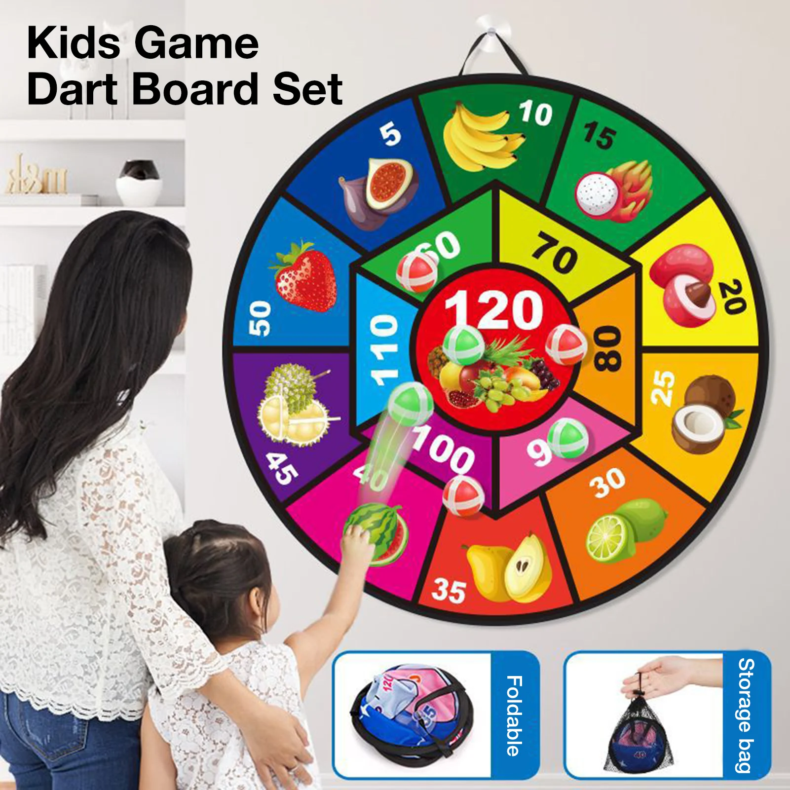 

Children's Sticky Ball Dart Board Toy Foldable Sticky Ball Dart Throwing Sports To Play Parent-child Educational Toys