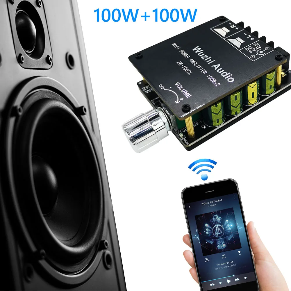 ZK-1002L/ZK-502L 2X100W/50W Mini Dual Channel Bluetooth 5 0 беспроводная аудиомощность плата цифрового