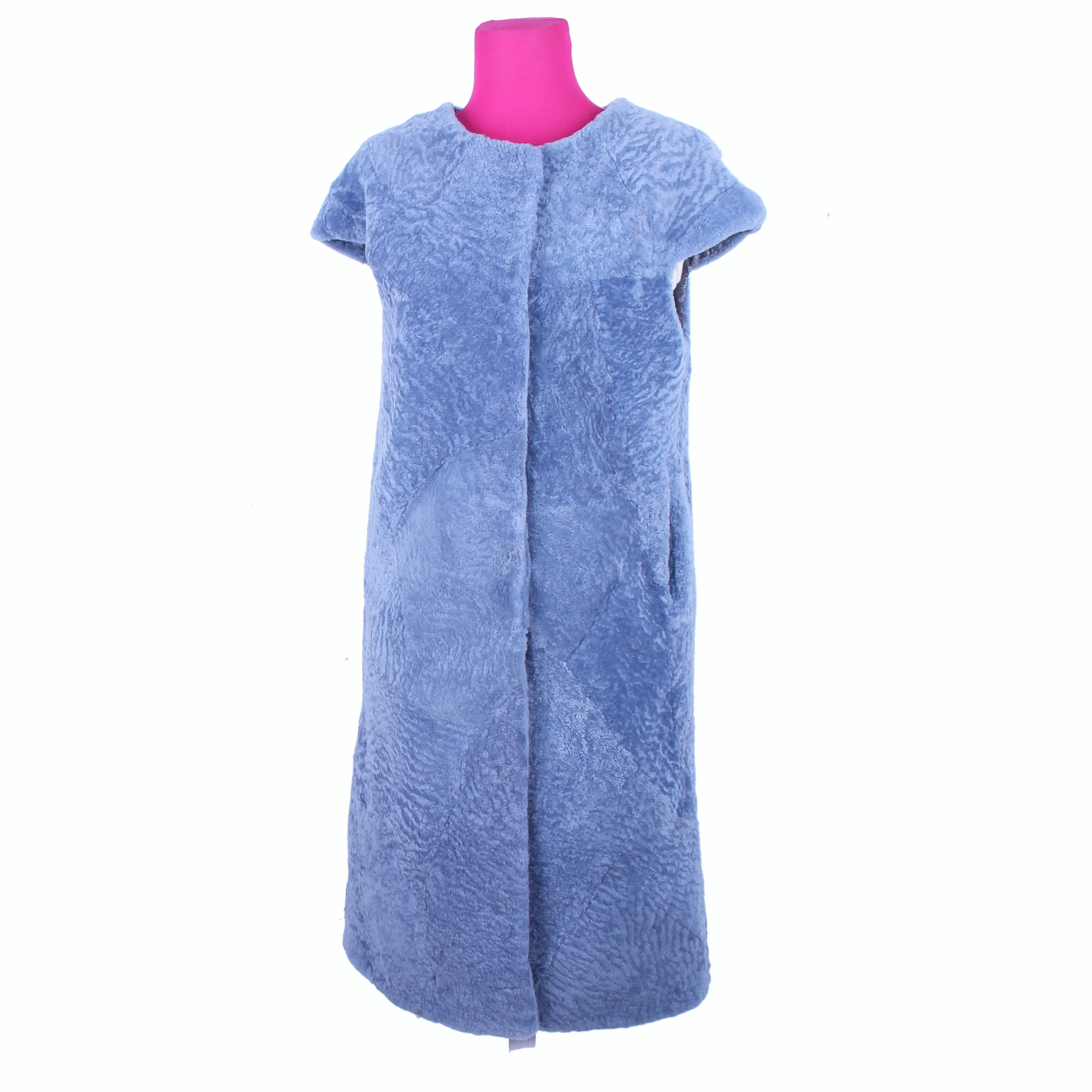 Linhaoshengyue  Fashion Women Sheep's Cashmere Real Fur Vest   Big Shoulder