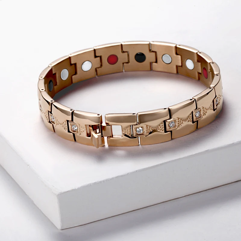 Женский браслет 4 в 1 Rainso из нержавеющей стали с магнитом и золотым цирконием