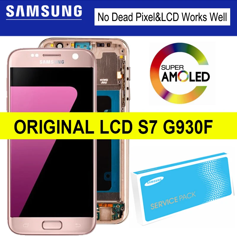 5 1 ''Super AMOLED для Samsung Galaxy S7 G930 G930F SM LCD с рамкой дисплей сенсорный экран в сборе