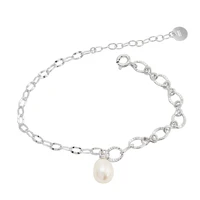 s925 pearl bracelet for daily wear 7mm natural freshwater silver bracelet fashion 925 silver pearl jewelry for party