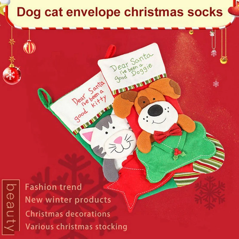 

Cartoon Christmas Stockings Plush Gifts Xmas Tree Hanging Kids Gift