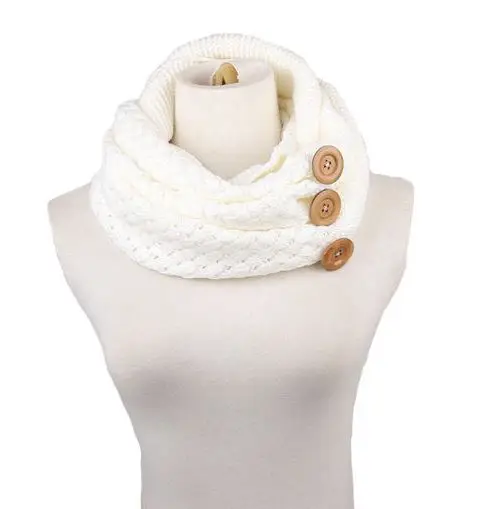 Зимний Теплый Вязаный бесконечный шарф Роскошные брендовые Женские однотонные