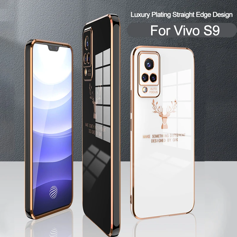 GKK Luxury Plating Case For Vivo S9 IQOO Neo 5 Case Elk Pattern Anti-knock Protection Soft TPU Cover For Vivo S9 IQOO Neo 5 Case