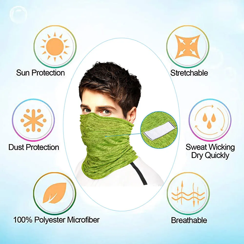 

Dustproof Fishing Scarf Summer Face Cover Outdoor Sports Bandana Anti UV Hiking Running Breathable Face Neck Gaiter 6 Colors
