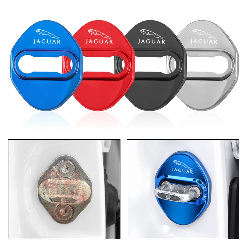 4Pcs Car Door Lock Metal Protective Cover Anti Rust Stickers For Jaguar XF 250 X Type F Pace Xj X351 Xe S-Type Android XFR XKR | Автомобили