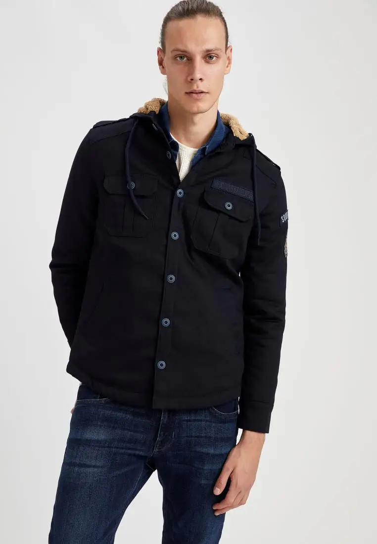 DeFacto зимние мужские пальто и куртки Slim Fit рубашка с длинными рукавами куртка