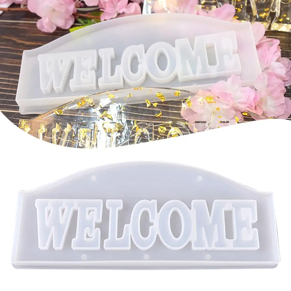 

Silicone Molds Welcome Pattern Epoxy Resin Mold For DIY Handmade Crafts Home Decoration Light Box Decoration Molds