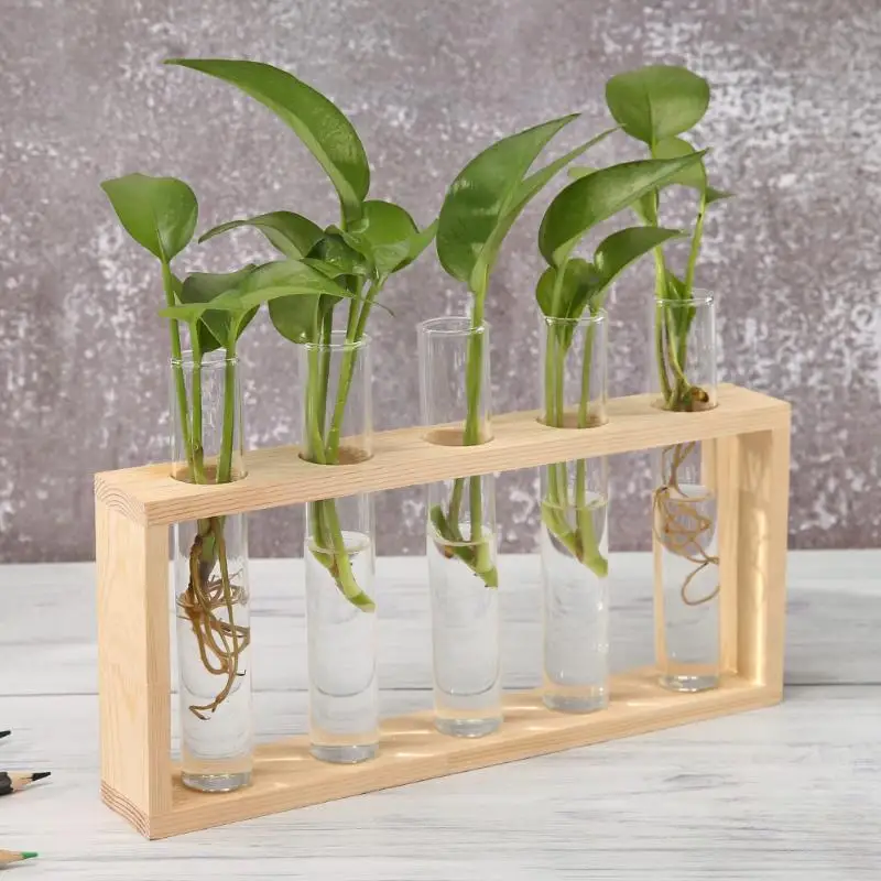 

Гидропонная ваза для растений Terrarium, винтажная деревянная рамка, прозрачный стеклянный цветочный горшок, Настольная Фотография, бонсай, для...