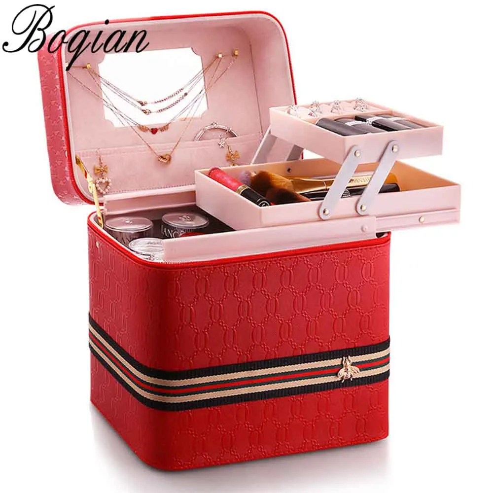 Модный женский органайзер для макияжа большой емкости многослойная Clapboard