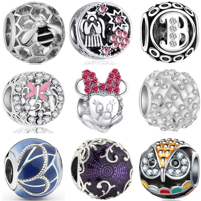 Лидер продаж хрустальные бусины Минни совы бабочки платье с бантом крест сердце