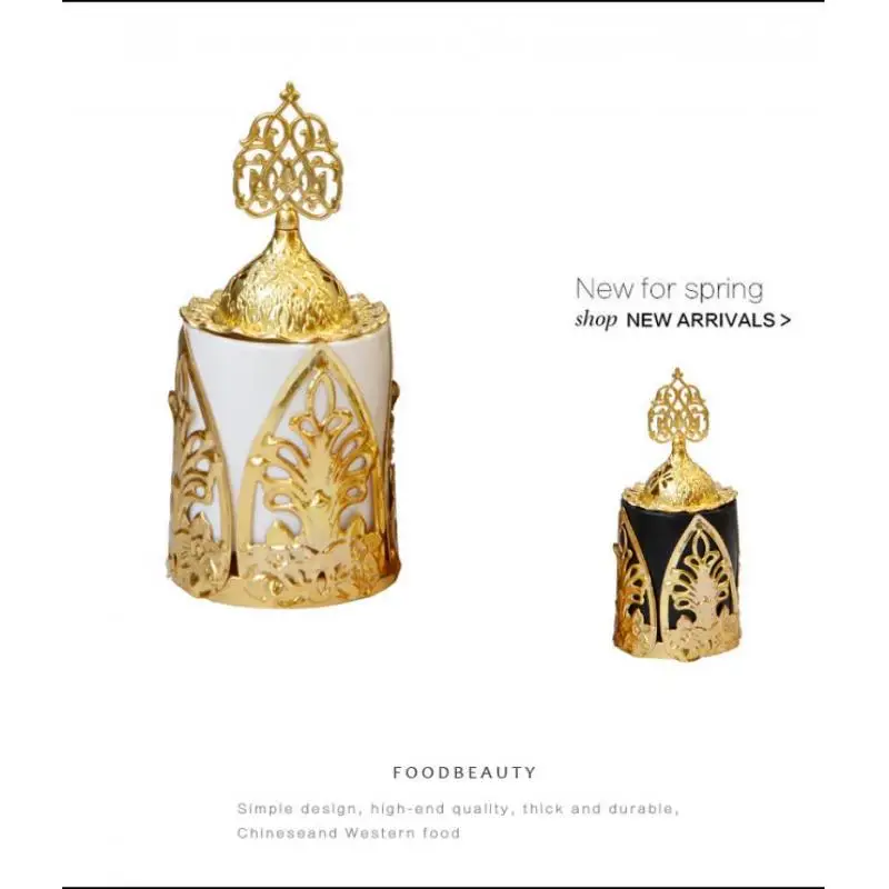 

Black And White Ceramic Tabletop Incense Burner Metal&Ceramics Incense Holder With Metal Lid Creative Home Decoration Ornaments