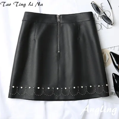 Tao Ting Li Na New Fashion Genuine Real Sheep Leather Skirt J11
