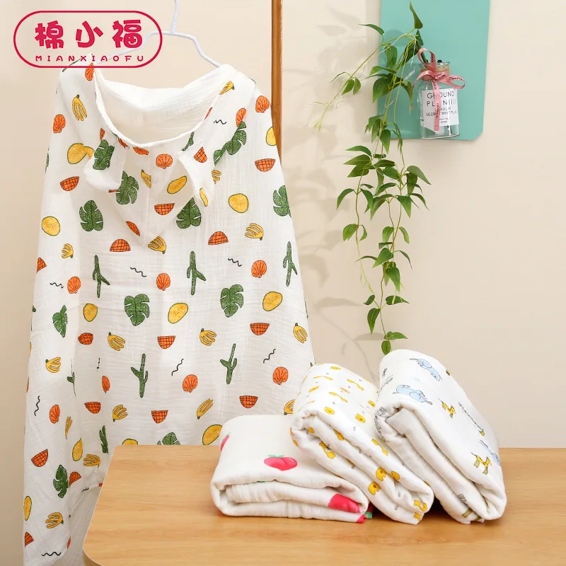 

Cotton four-layer gauze cloak children's hooded bathrobe shawl cartoon printed baby bath towel four seasons bath towels towel