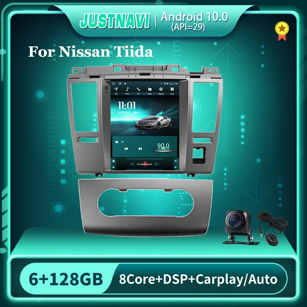 

JUSTNAVI Car Radio For Nissan Tiida 2005-2010 Tesla Style Multimedia Player Android 10.0 Touch Screen 9.7'' Stereo 360 Camera BT