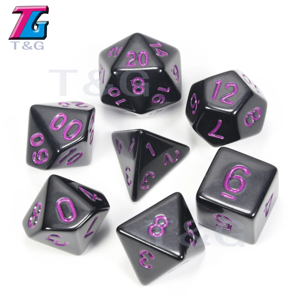 Одежда высшего качества 7 шт./компл. акриловые многогранные TRPG игры для Подземелья и Драконы непрозрачные D4-D20 Multi по бокам кости Pop для игровая