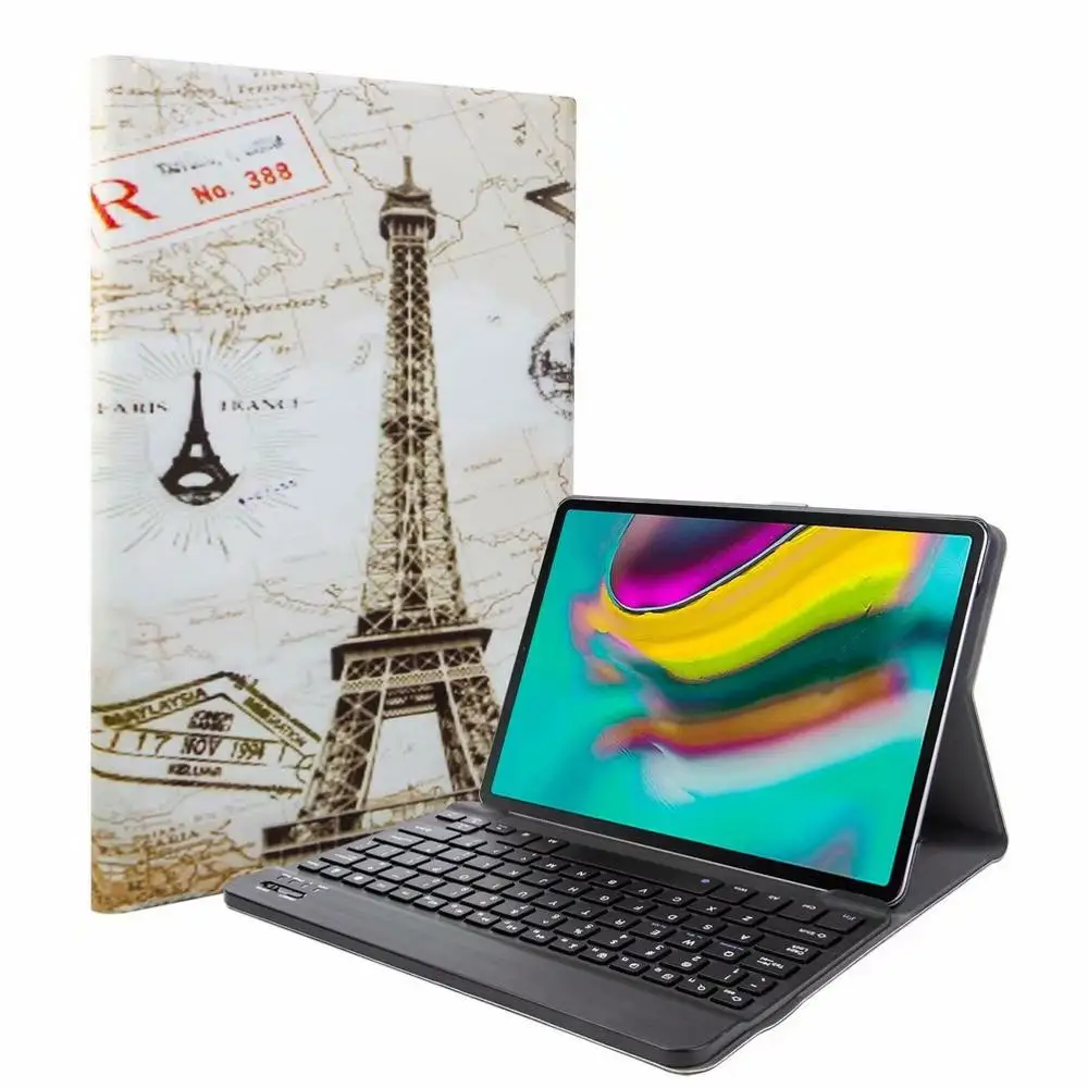 Ткань с 7 подсветкой Клавиатура с подсветкой мультфильм чехол для Samsung Galaxy Tab A 10,1 T510 T515 планшетная клавиатура Bluetooth чехол - Цвет: Without Light