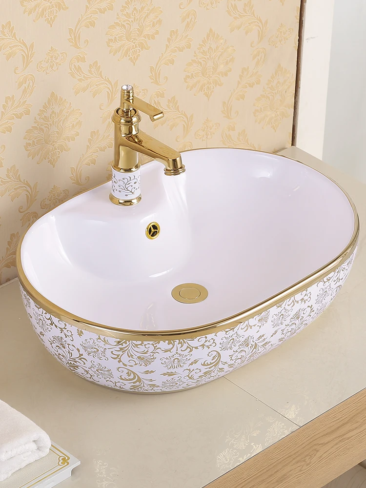 Керамическая раковина над стойкой круглая Европейская художественная для
