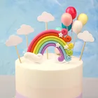 Декорирование тортов сахар Полимерная глина моделирование 3D радужный шар тучки торт Декор кекс toppers set День рождения