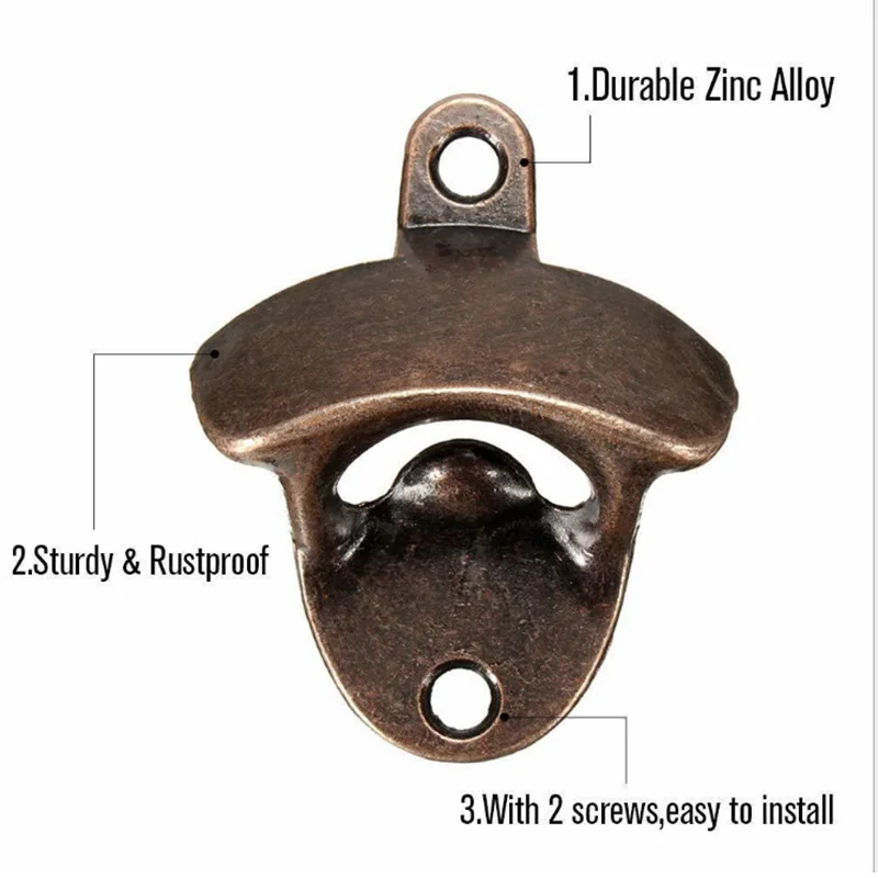 10 Pack Bottle Opener Wall Mounted Rustic Beer Set Vintage Look with Mounting Screws for Kitchen Cafe Bars | Дом и сад
