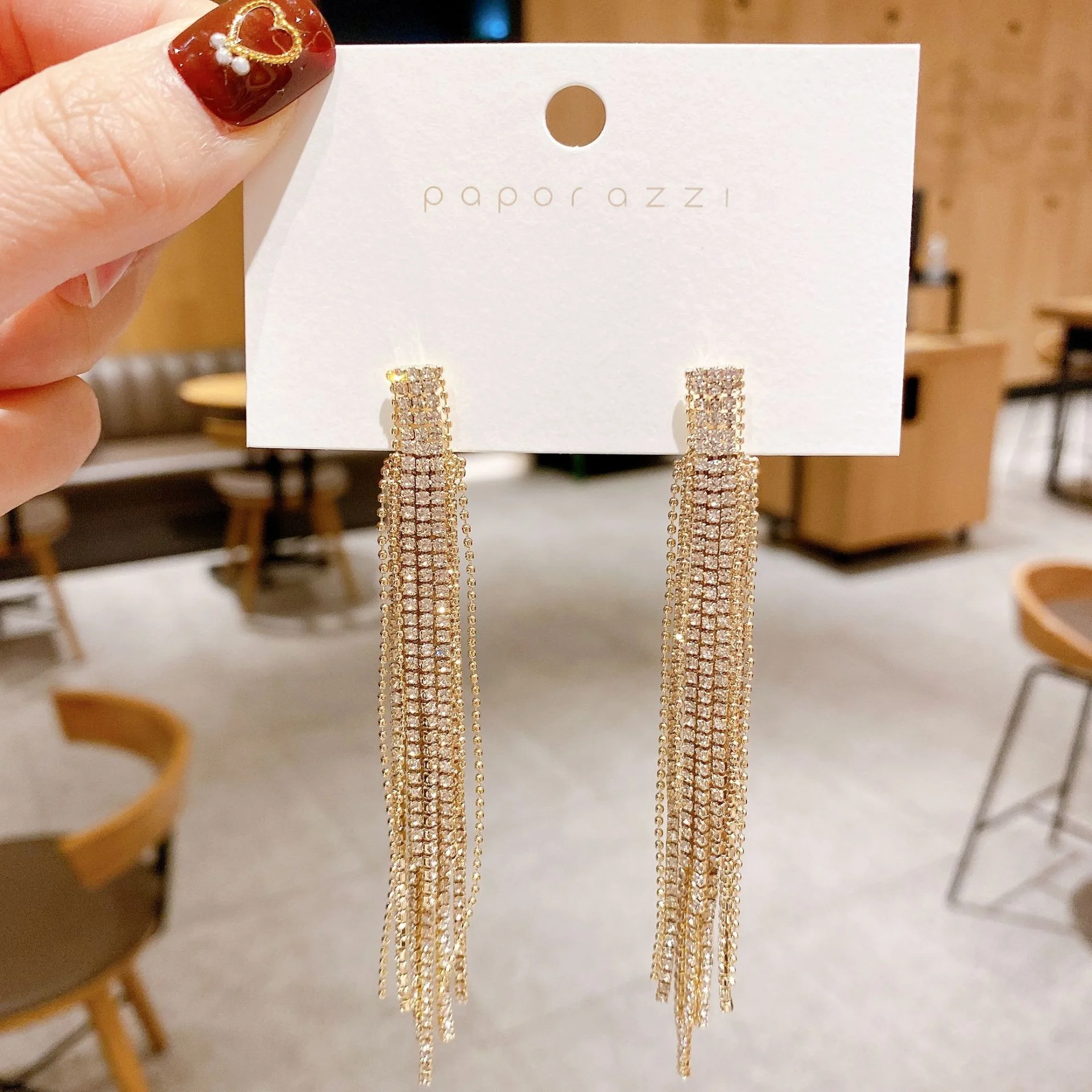 

European And American Long Retro Earrings Trend Temperament Tassel Earrings S925 Silver Needle Net Red Zircon Tassel Earrings