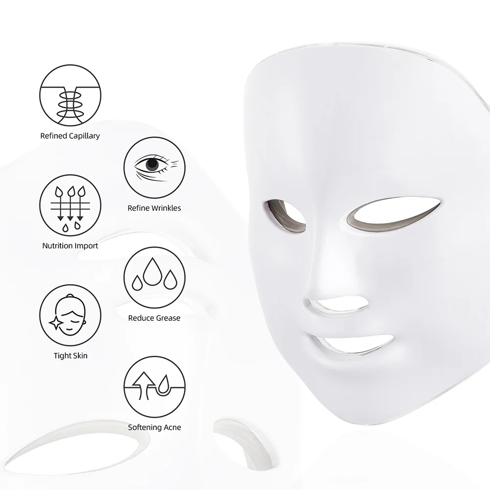 

VIP 7Colors LED Light Photon Facial Mask Skin Care Rejuvenation Anti Wrinkle Acne Skin Tighten Face Beauty Therapy Whiten Device
