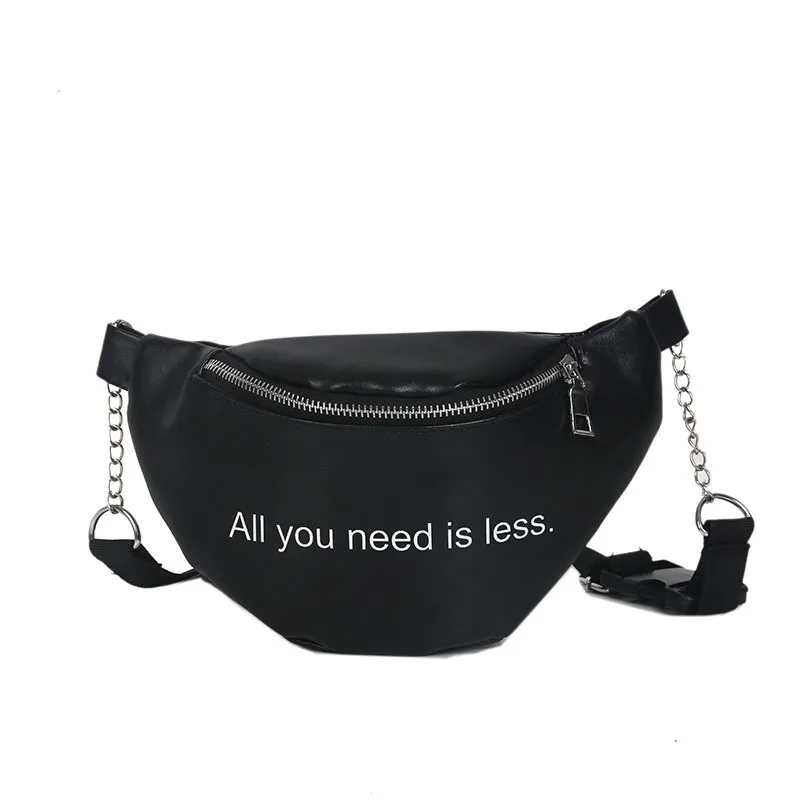 

Zipper PU Leather Fanny Pack Women Shoulder Chest Bag Lady Belly Belt Bag Multifunctional Waterproof Waist Pack Black White