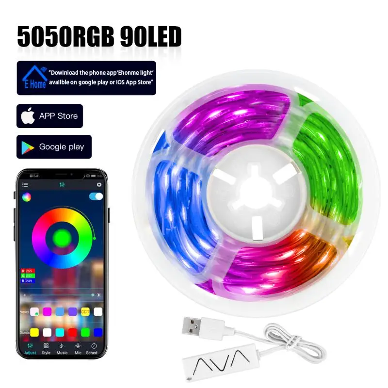 

Светодиодная ленсветильник RGB с Bluetooth и управлением через приложение, Светодиодная лента с изменением цвета и синхронизацией музыки, светод...