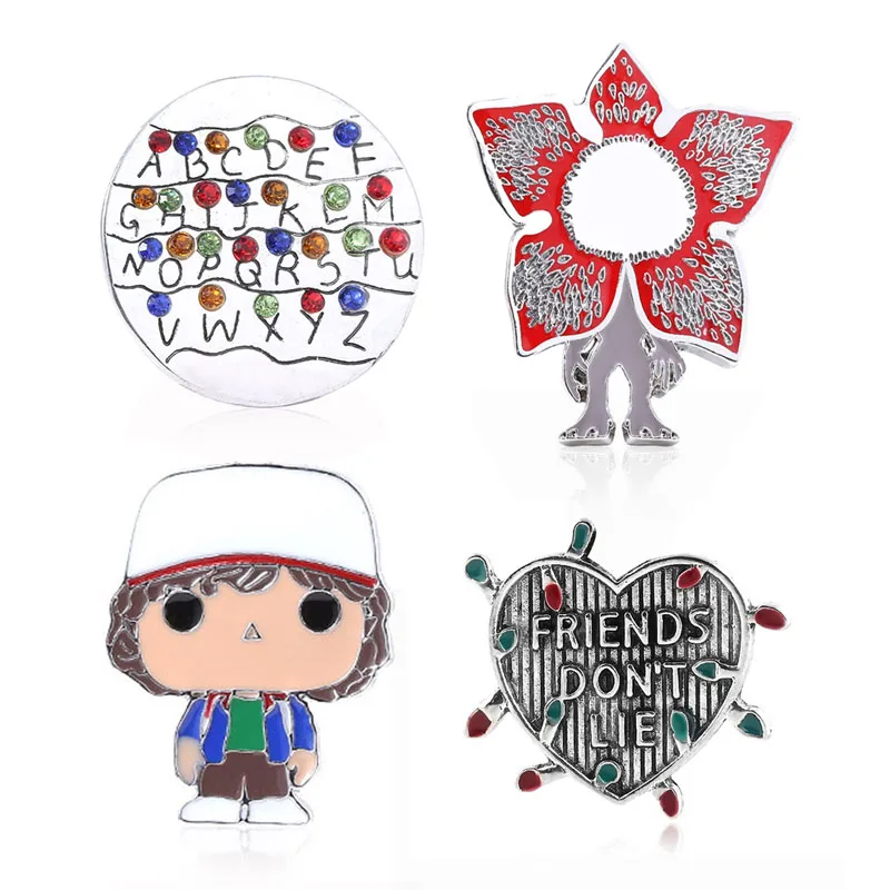 RJ новая ТВ очень странные дела булавки броши Eleven вафли друзей не лежат 26 букв Dustin