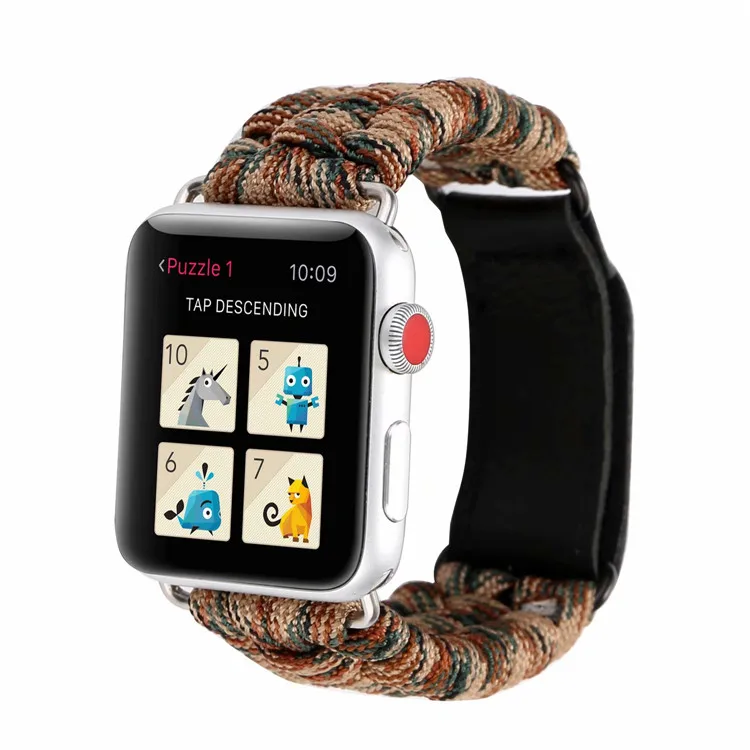 Спортивный тканый браслет из нейлоновой веревки для Apple Watch 38 мм 42 мм 40 мм 44 мм для iWatch 5 4 3 2 1