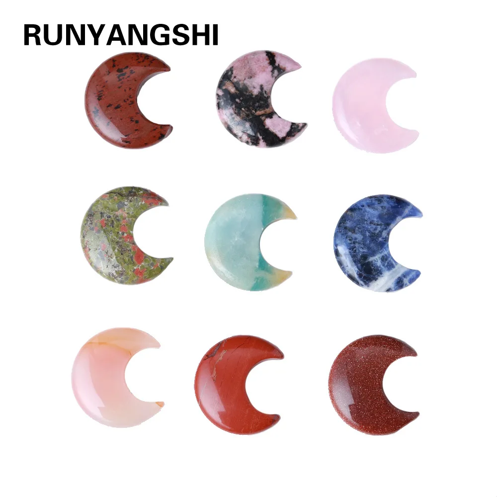 

Rock crystal carved moon ornaments powder crystal crescent rough stone polishing jewelry wholesale