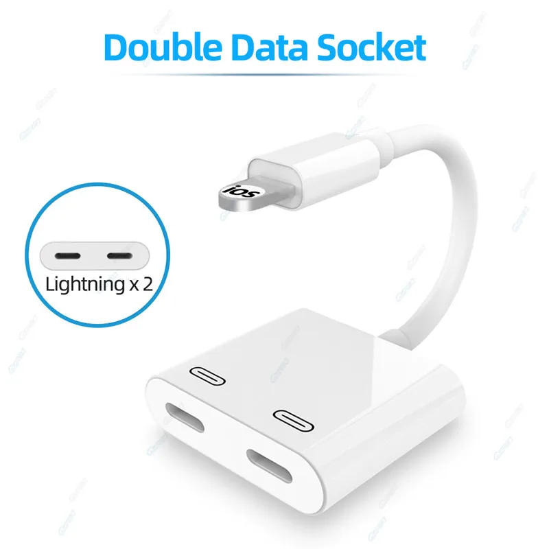 2in1 Dual Jack Charge Audio Adapter For Lightning to Headphone Splitter Audio Converter Cable Support Music/Phone Call/Charging